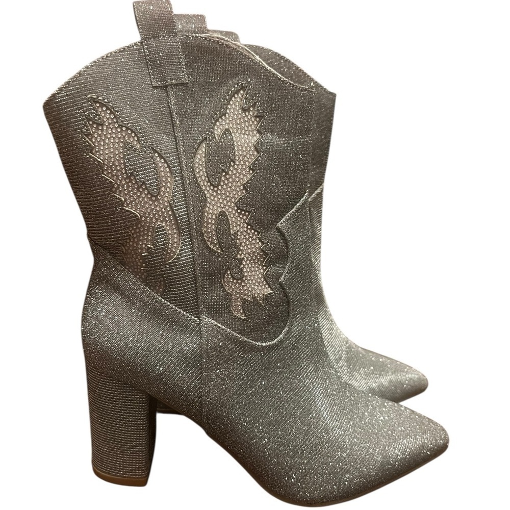 MIA Silver Rhinestone Sparkle Western Cowboy Boots Women’s 9 - Picture 2 of 11